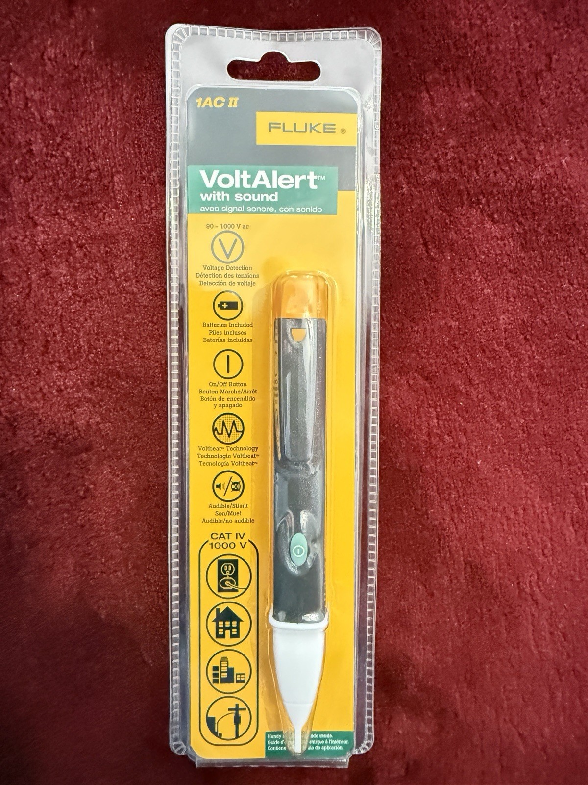 Fluke 1AC II VoltAlert Non-Contact Voltage Detector, Audible, CAT IV 1000V
