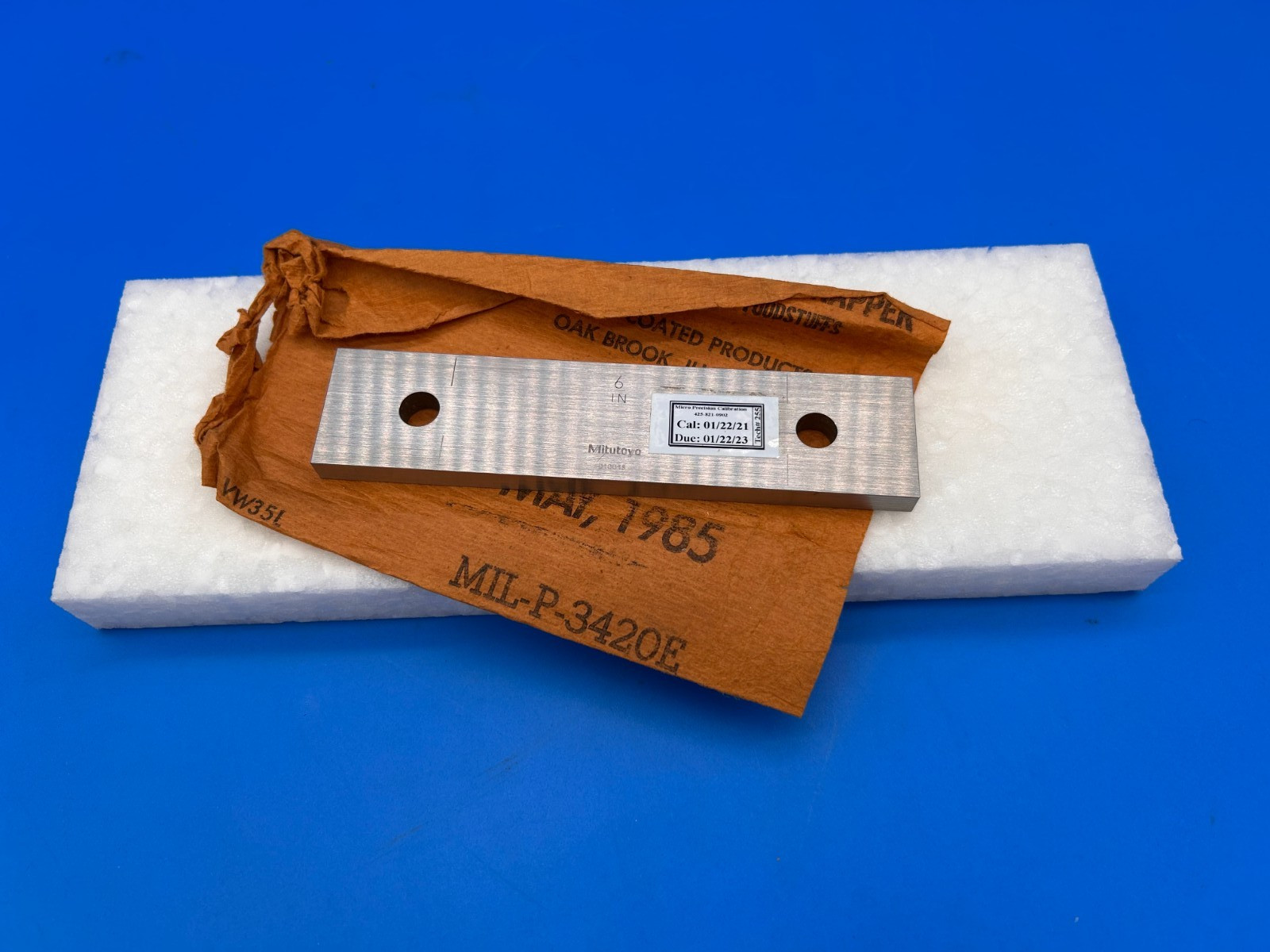 Mitutoyo 611206-241 6 Inch Rectangular Steel Gage Block Inspection