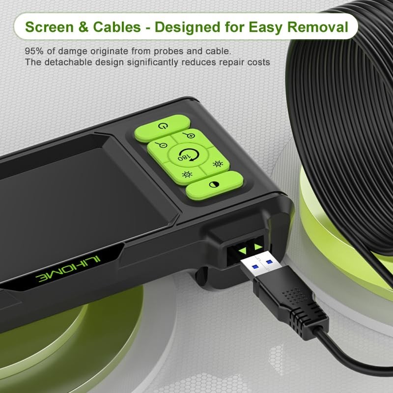 Dual Lens 1080P Industrial Endoscope with 4.3” IPS Screen & Waterproof Design