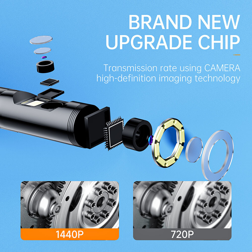 For iPhone 16/15/14 iOS/Android Cellphone iPad Dual Lens Endoscope Camera IP68
