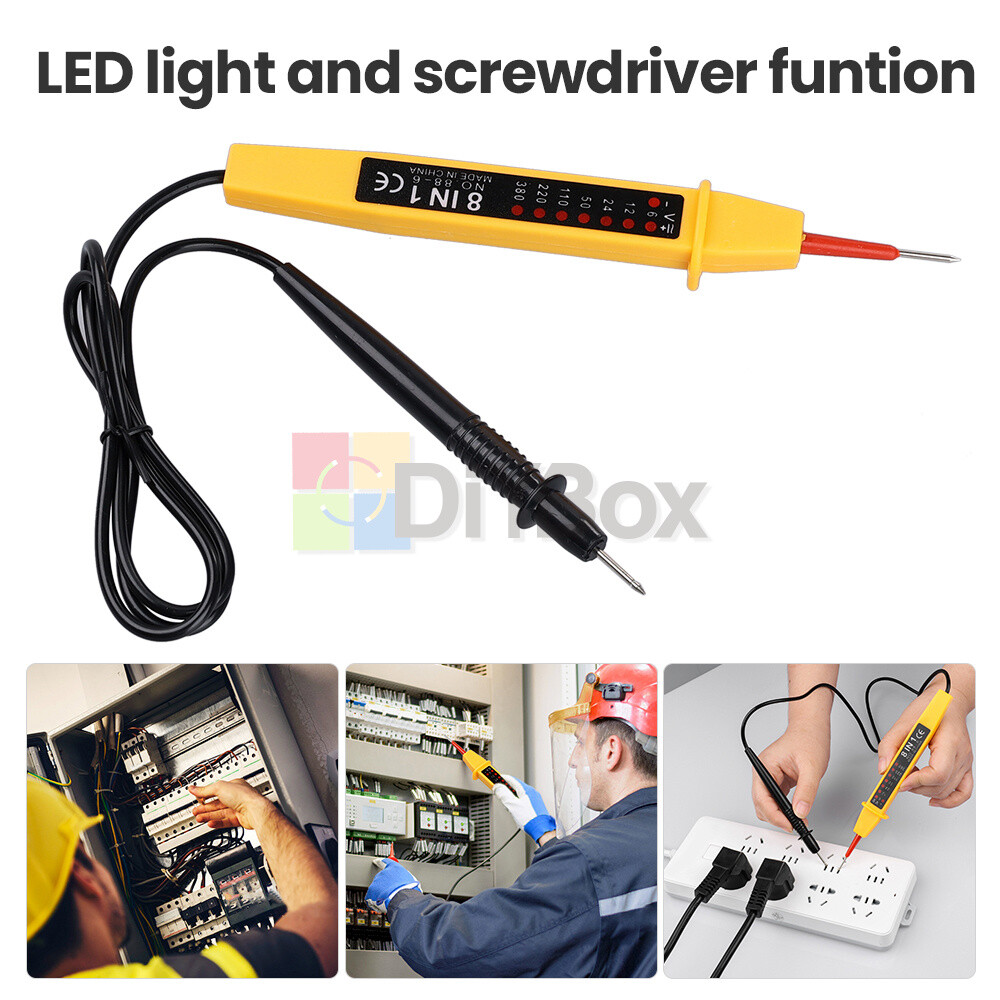 8-In-1 Tester Voltage AC DC 6-380V Auto Electrical Pen Detector With LED Light
