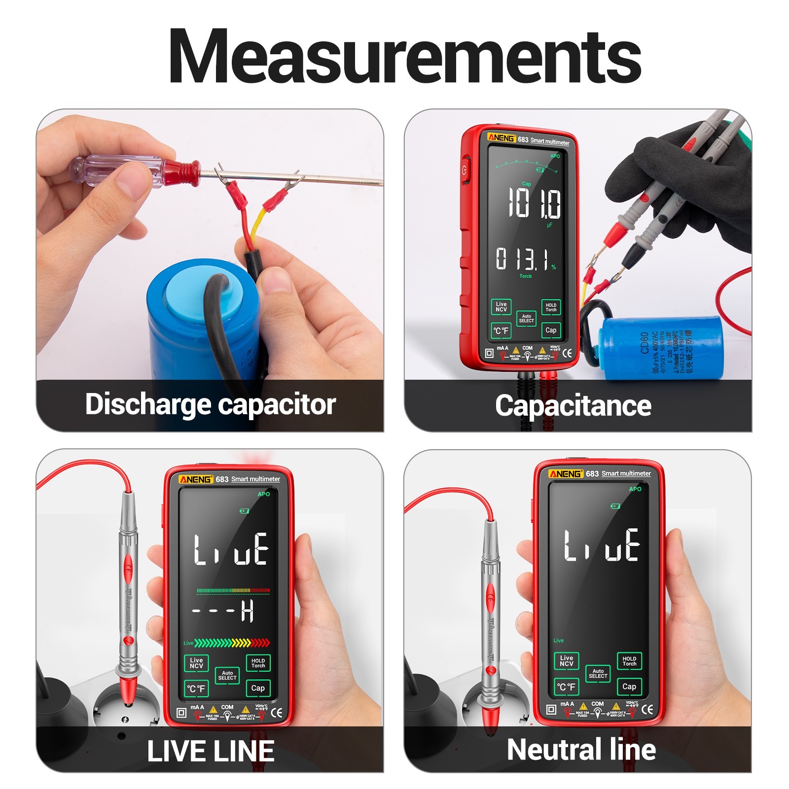 ANENG 683 Digital Multimeter True RMS 6000 Counts Touch Screen Rechargeable US