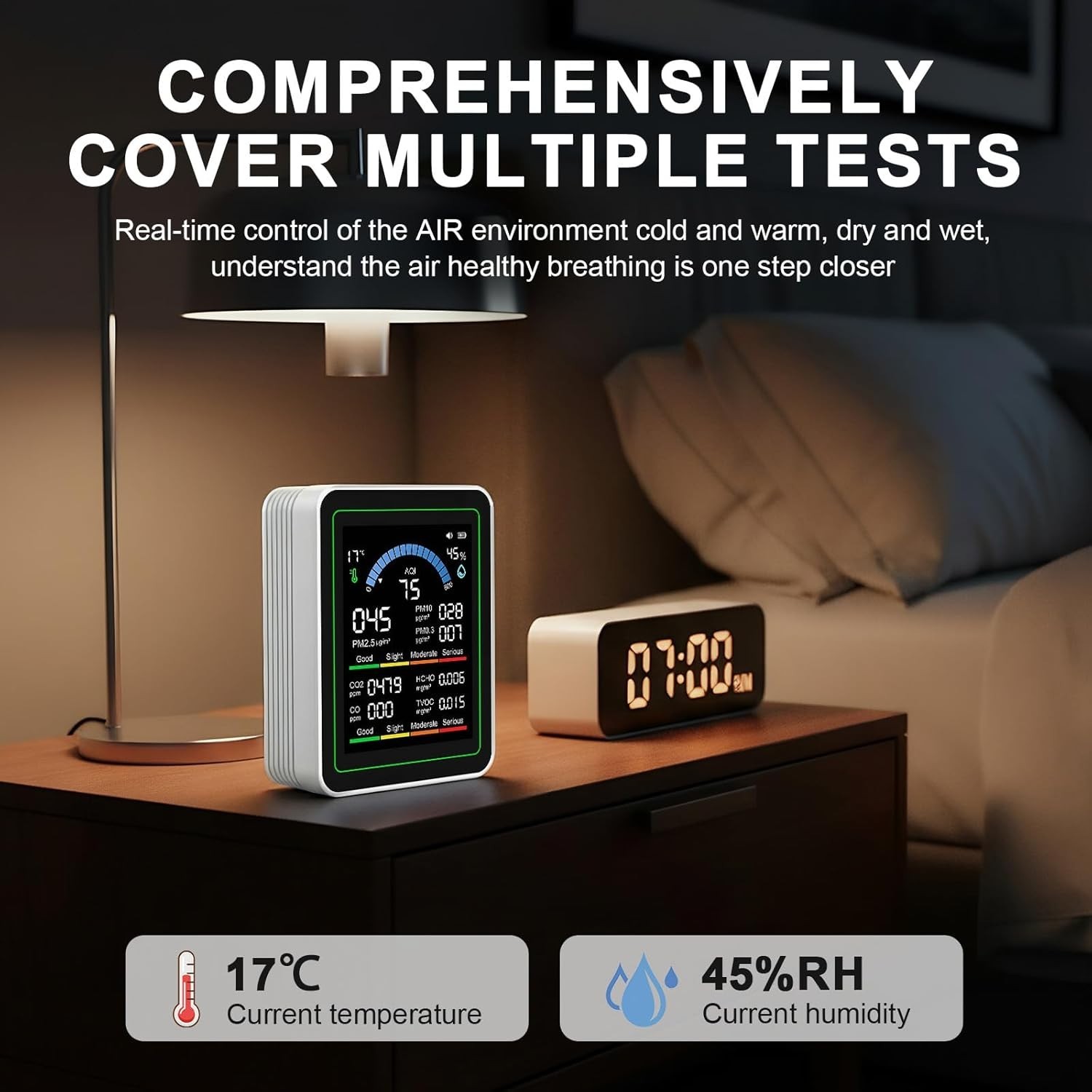 MT13 10-in-1 Indoor Air Quality Monitor, Real-time AQI Tester