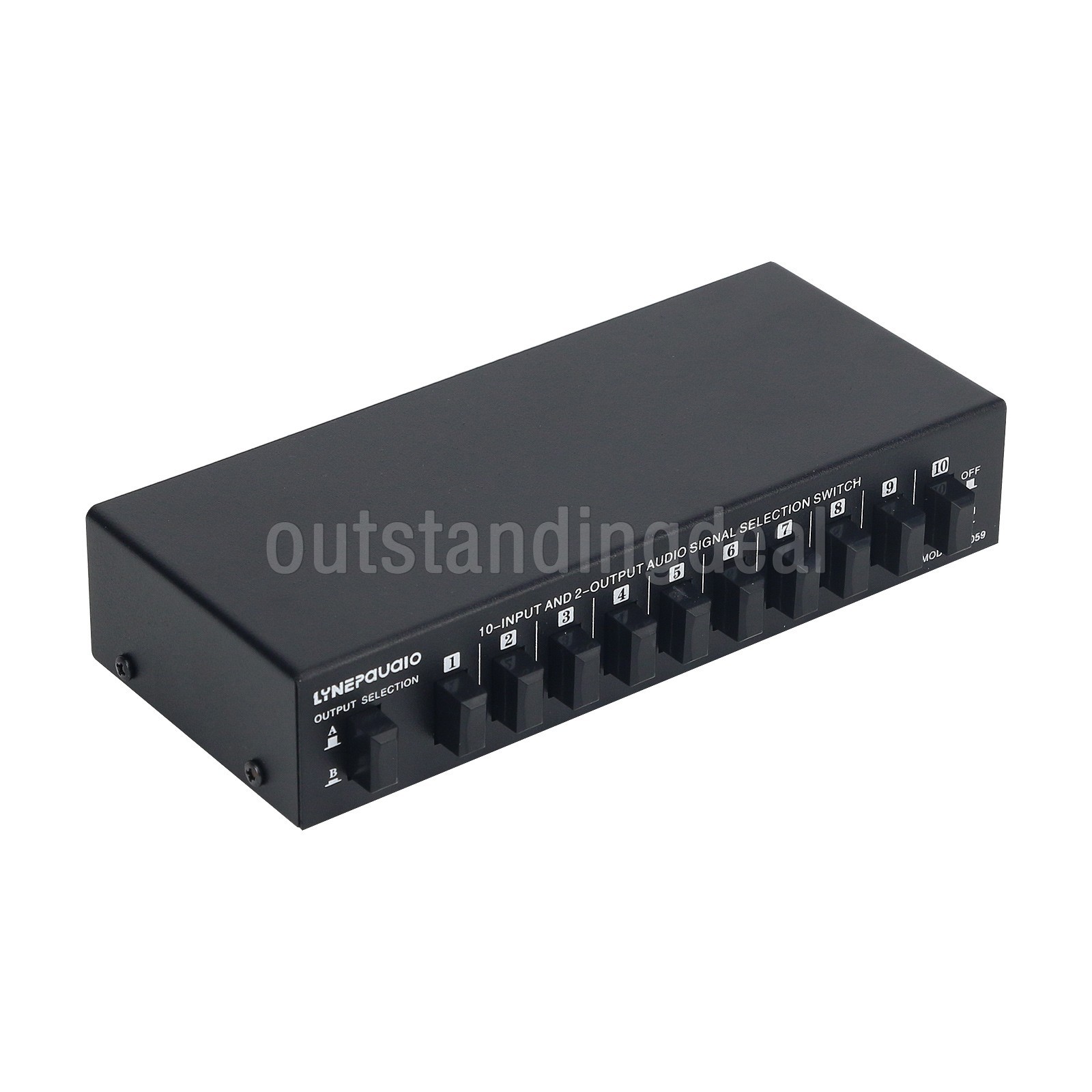 B059 Audio Switcher RCA Audio Selector 10 IN 2 OUT or 2 IN 10 OUT