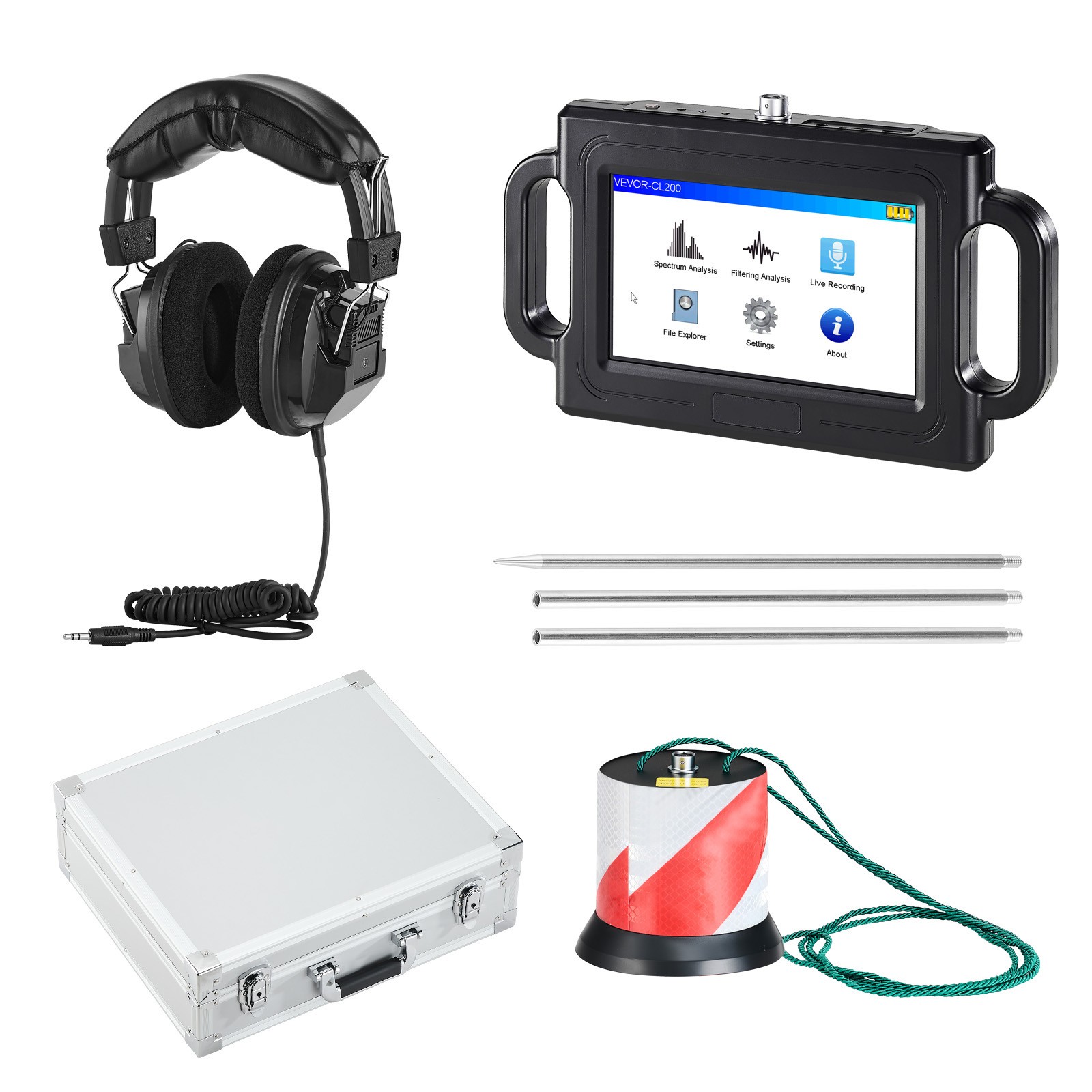 Uimoso Pipe Leak Detection Device 1Hz-5000Hz 7″ Touchscreen Locator