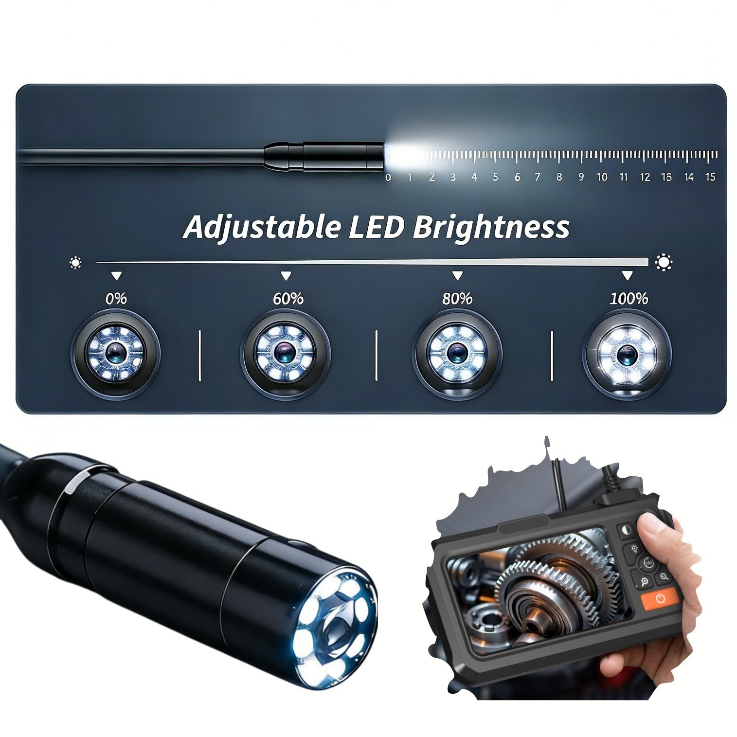 Industrial endoscope, screen-equipped endoscope, semi-rigid camera cable