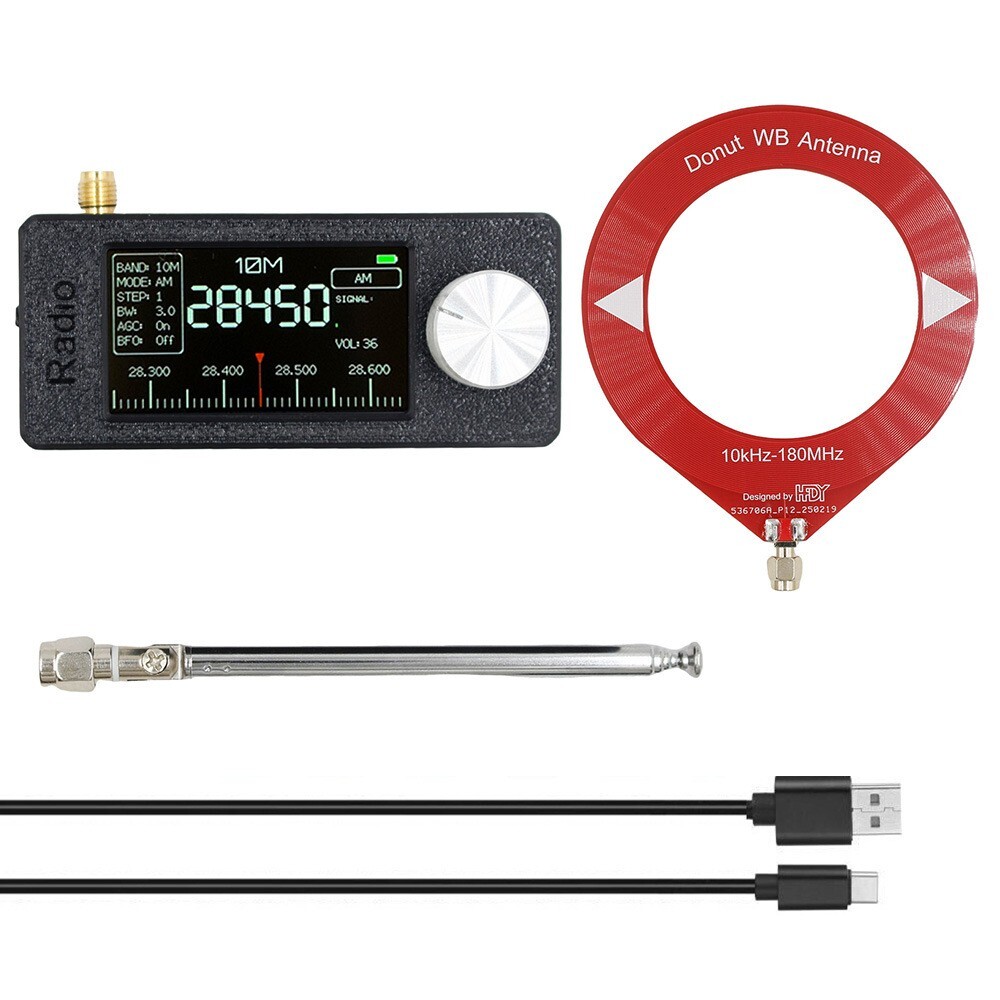 SI4732 Portable Radio 0.5-108MHz LSB USB Mini Pocket Radio 1.9-inch IPS Display