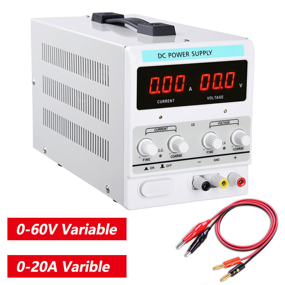 220V 0-60V 0-20A Adjustable DC Power Supply Precision Variable Digital Lab Test