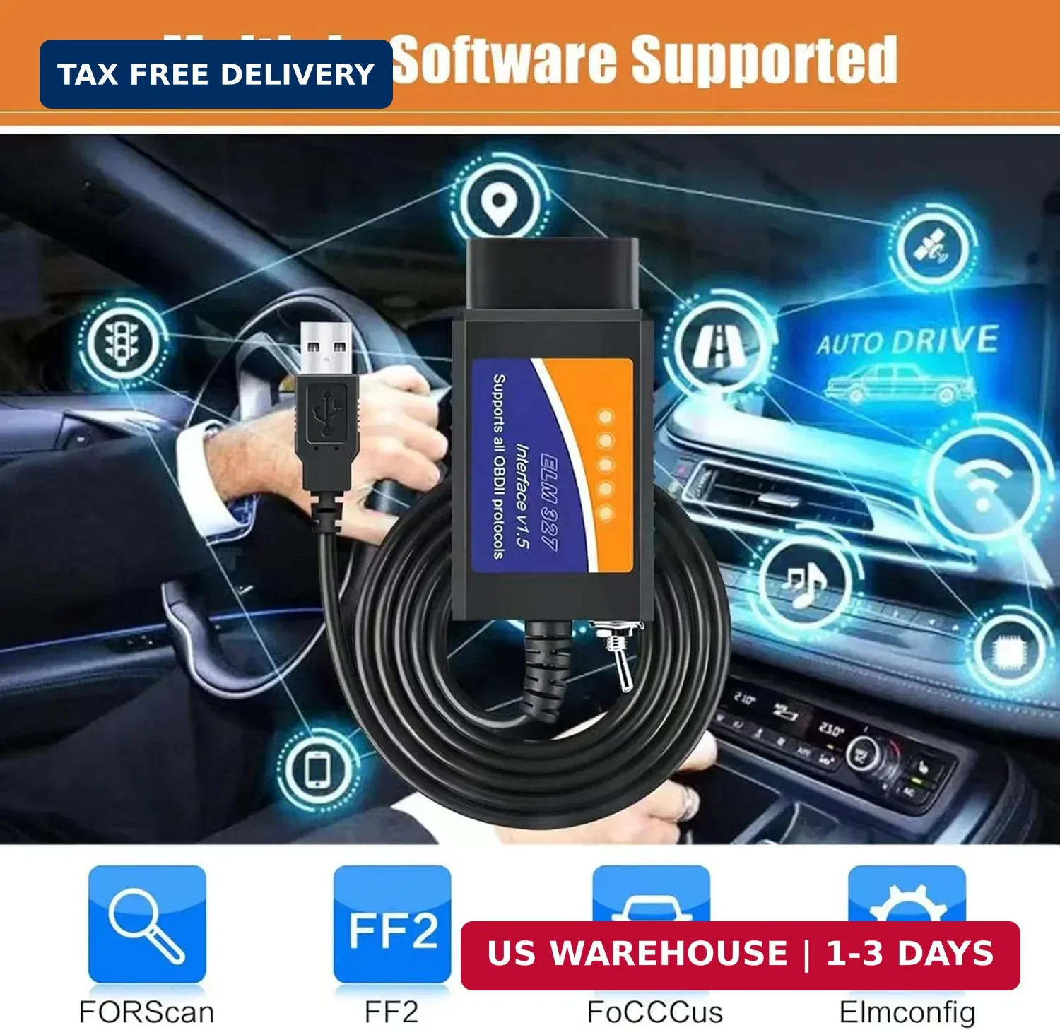 Elm327 USB Compatible with Forscan Software Obd2 Adapter for Ford F150 F250 Linc
