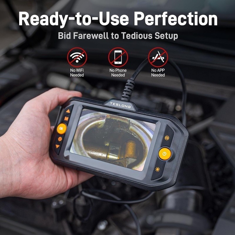 Borescope Inspection Camera 8 LED Lights 4.3 Inch Screen 16.5ft Semi-Rigid Cable