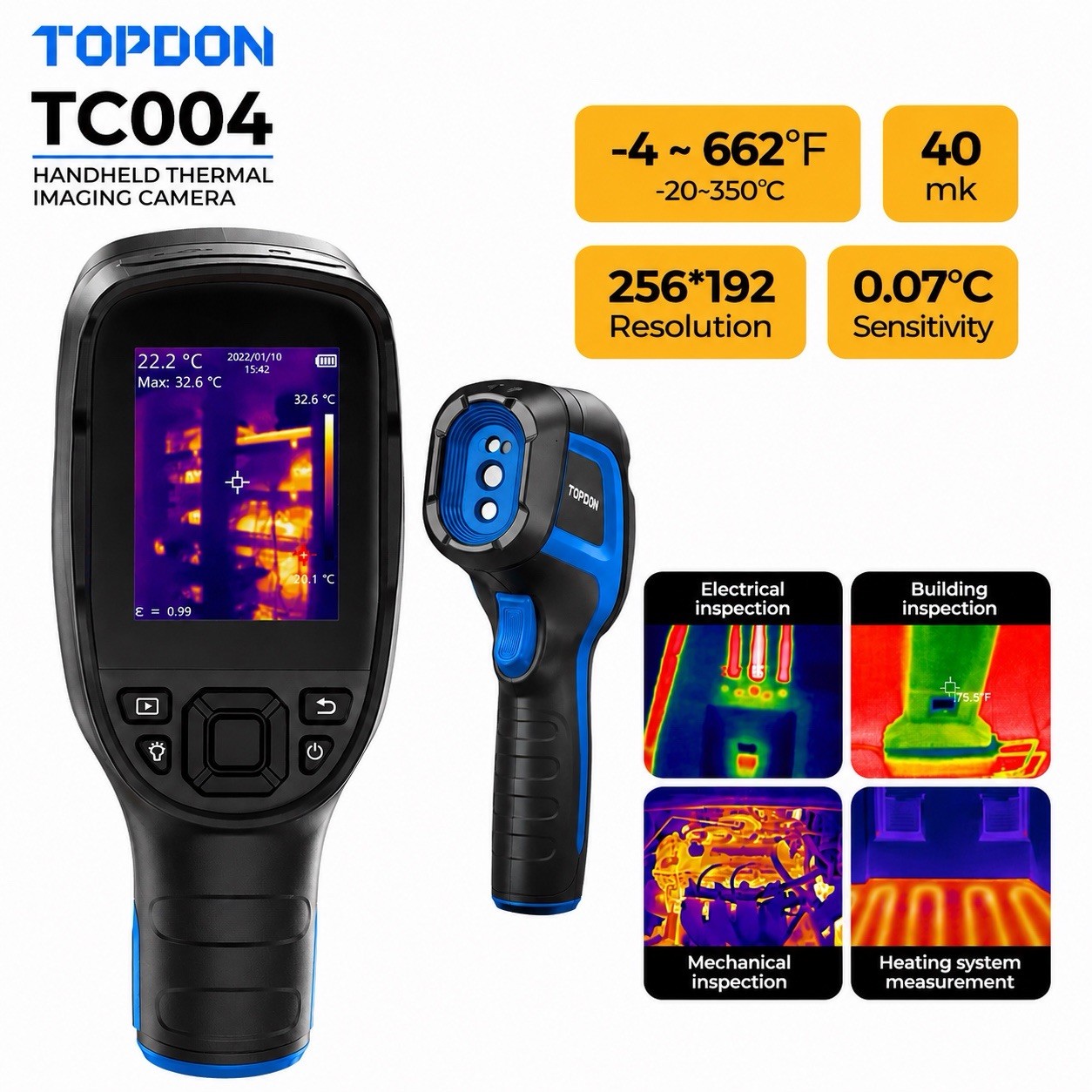 TOPDON TC004 Handheld Thermal Imaging Camera High 256×192 IR Resolution New
