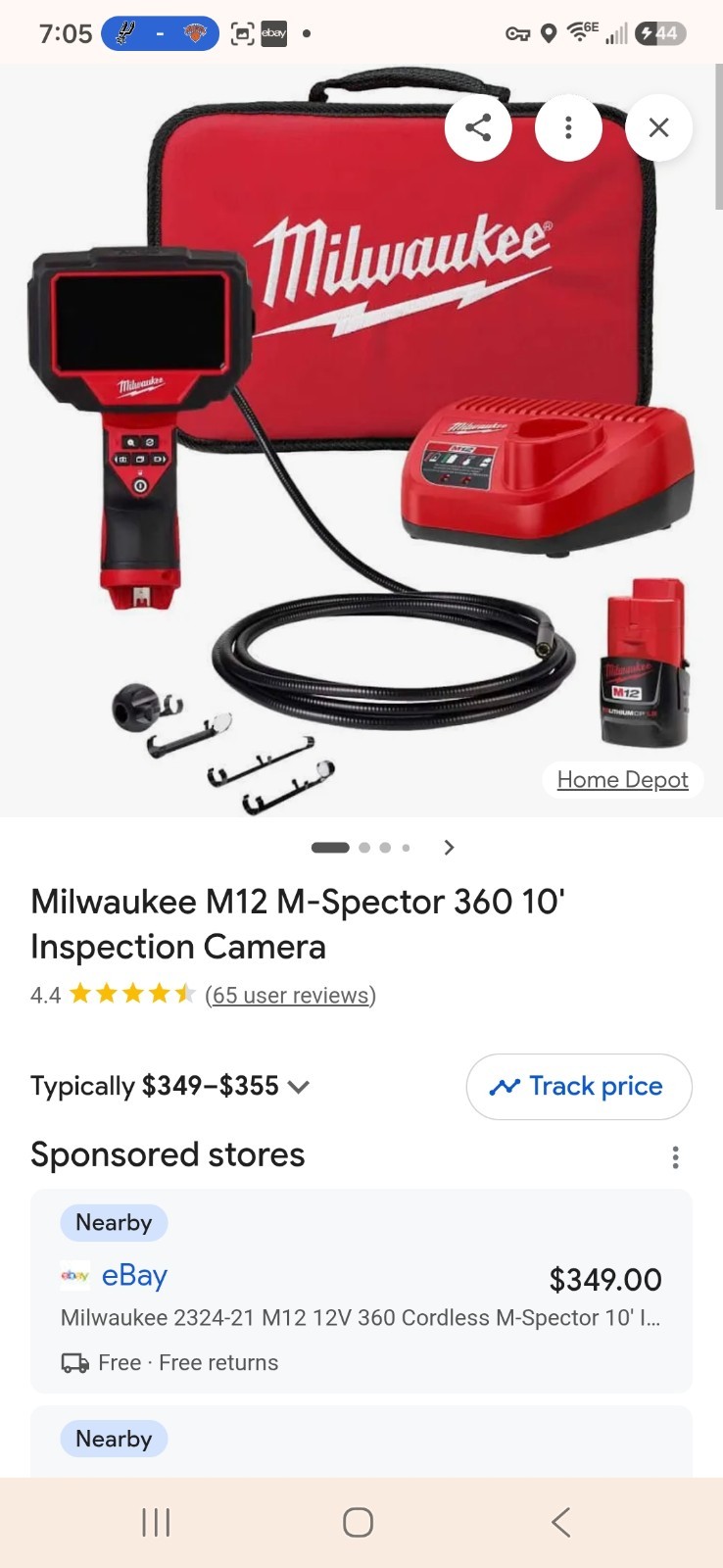 Milwaukee 2324-21 M12 12V 360 Cordless M-Spector 10′ Inspection Camera