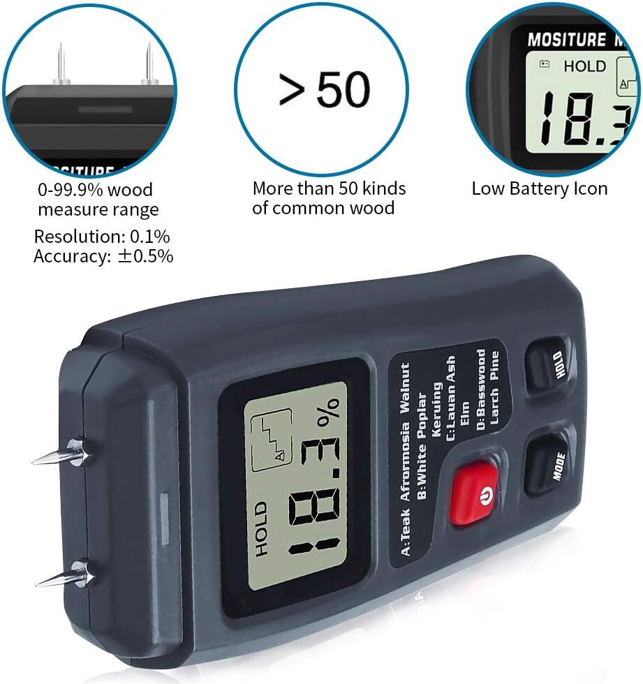 Digital LCD Wood Moisture Meter Detector Tester Wood Firewood Paper Cardboard