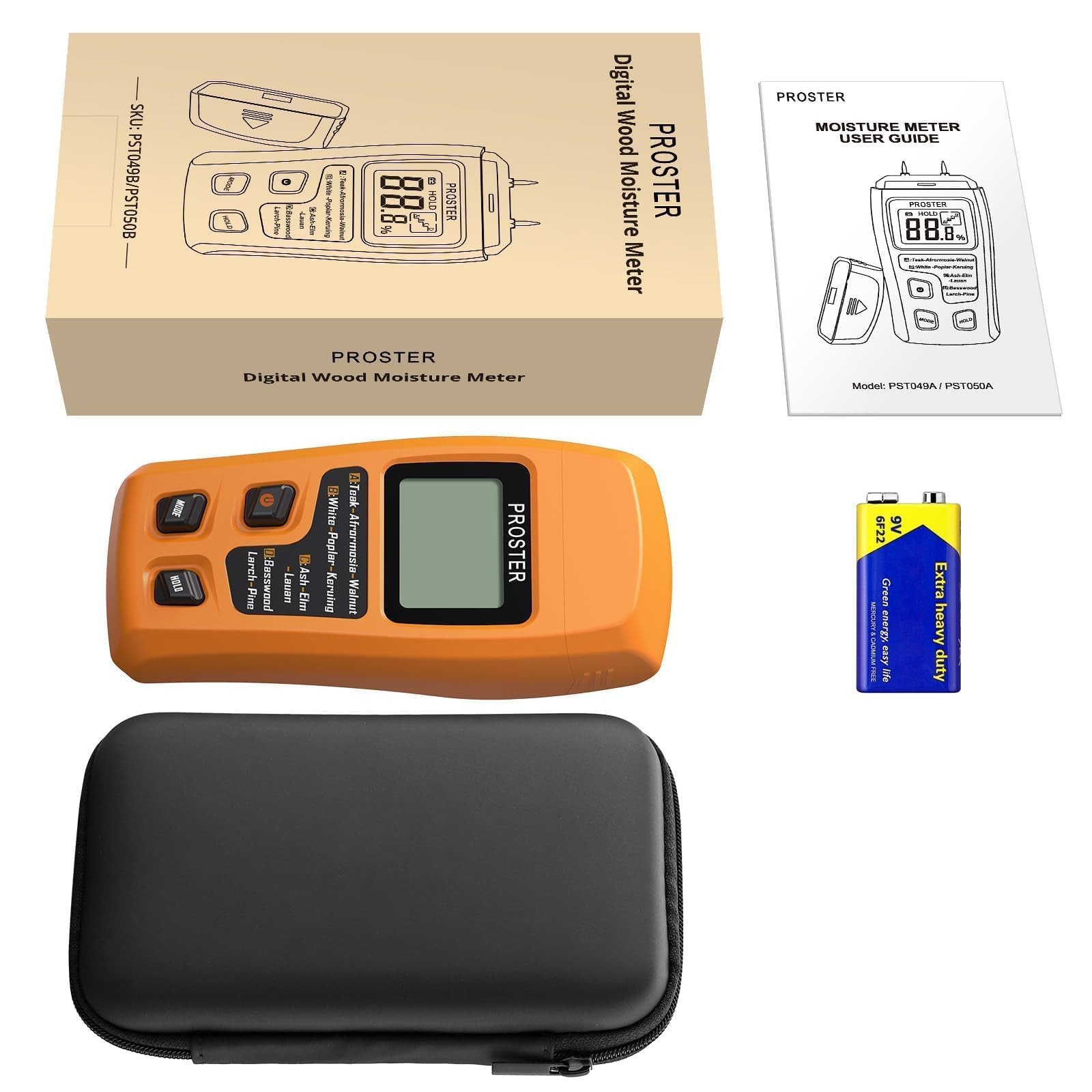 Digital Wood Moisture Meter Pin Type 4 Modes LCD Damp Tester Firewood Paper