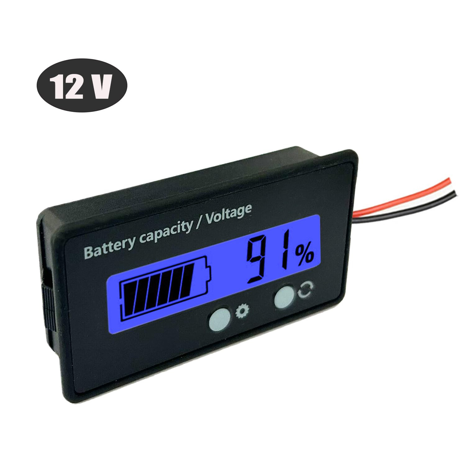 1/2x Battery Meter 12V Battery Capacity Voltage Indicator Battery Gauge Monitors