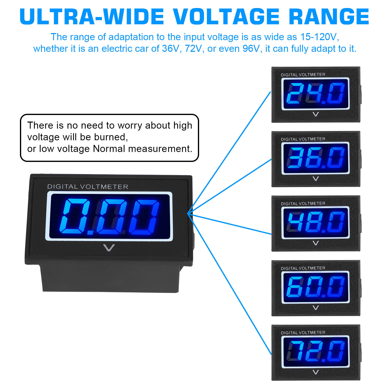 48V Golf Cart Digital Volt Meter Battery Gauge For Club Car Yamaha 48 Volt Blue