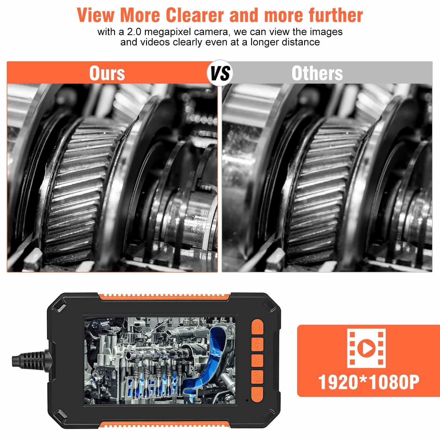 Precise Industrial Endoscope HD Camera 1080P 4.3″ Screen Borescope Inspection US