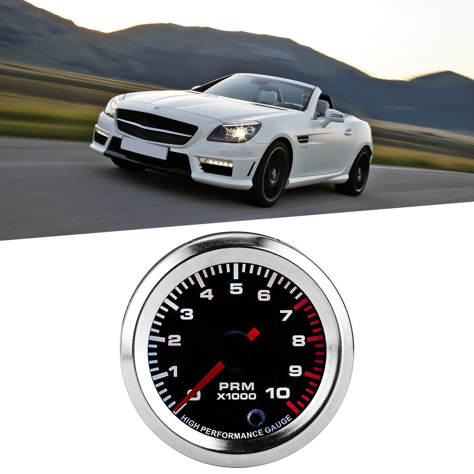 Universal Tachometer, 2in 10,000 RPM 7 Colors LED Shift Light Tachometer Gaug…