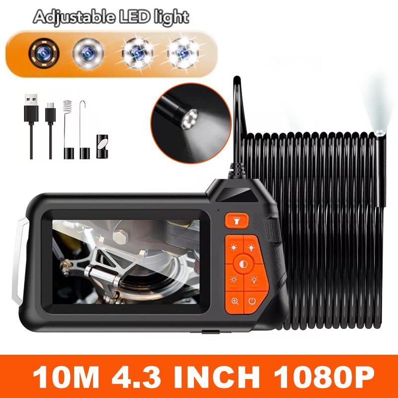 HD LED Industrial Endoscope Borescope 1080P 5.5mm Inspection Camera IP67 4.3inch