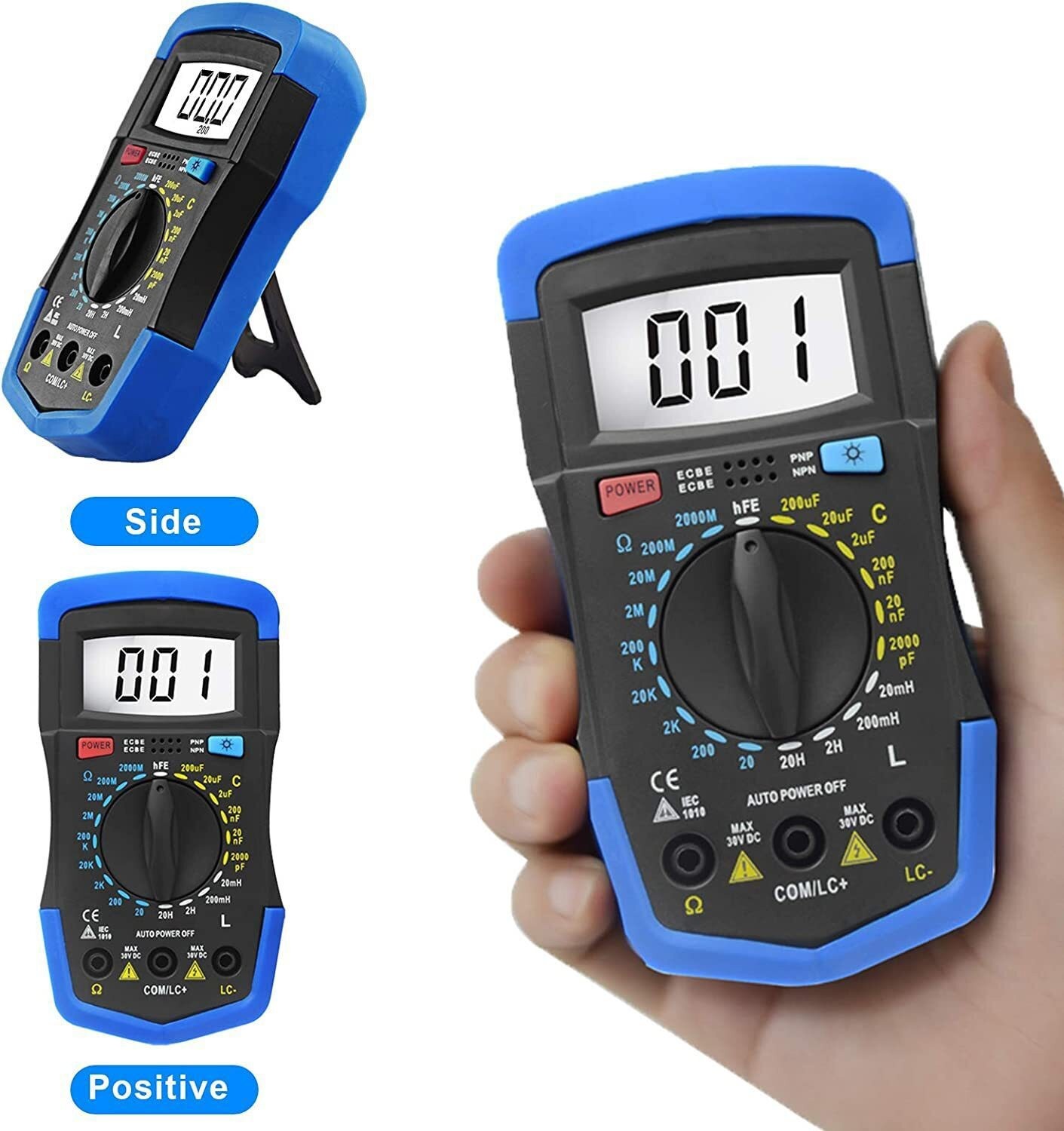 Digital LCR Multimeter, Capacitor Tester, Inductance Meter hFE Ohm Tool LCD US