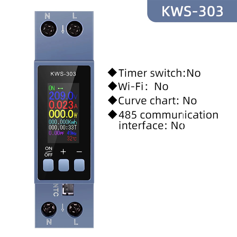 8 In1 Energy Meter KWS-303 AC Meter Color Screen Voltage Current Power Meter Sma