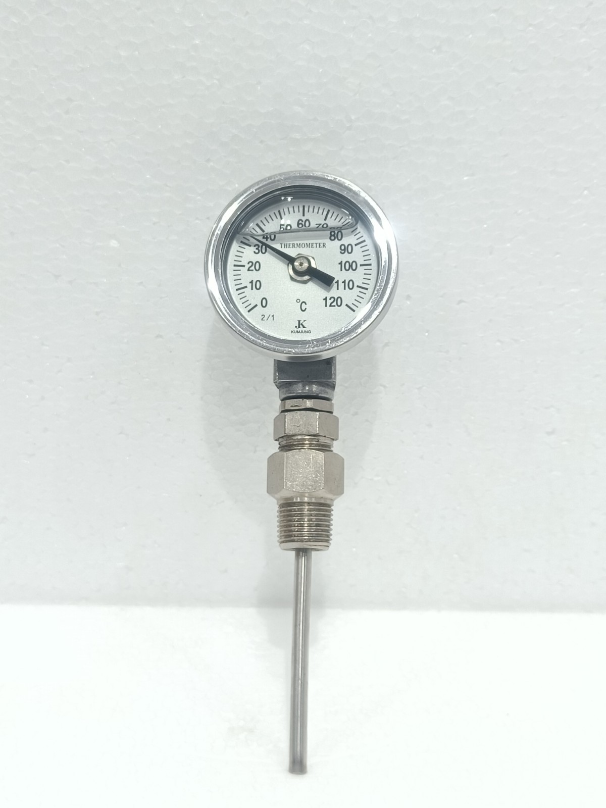 KUMJUNG INDUSTRIAL THERMOMETER 0–120°C – THERMOWELL PROBE–S/N 0602348 FAST SHIP