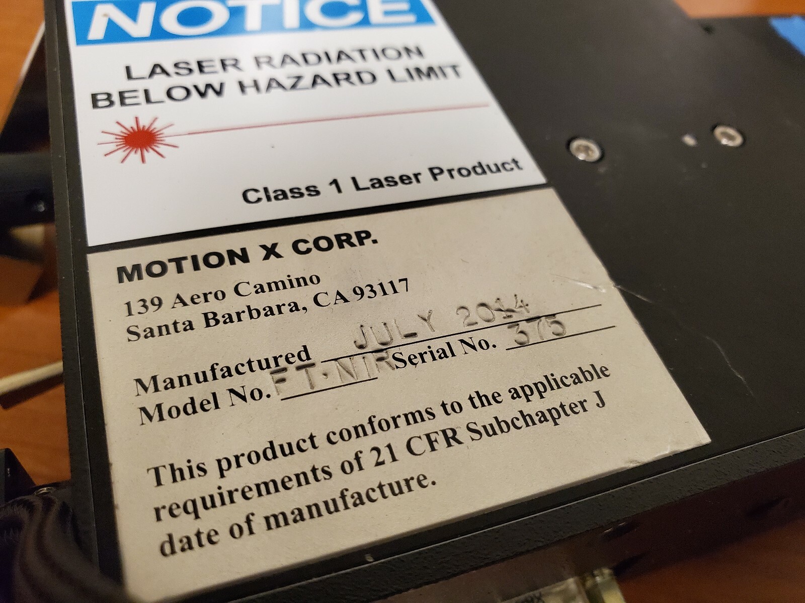 Motion X Corp FTNIR FocusTrac Laser Auto Focus System Camera MotionX
