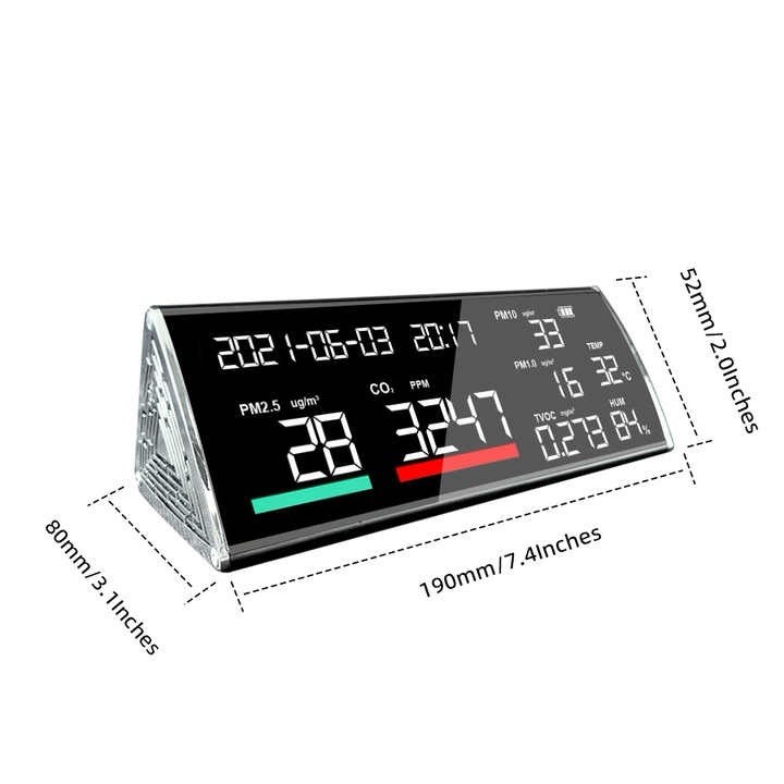 12 in 1 Air Quality Monitor Indoor Easy Calibration Air Quality Meter 9″ W-2