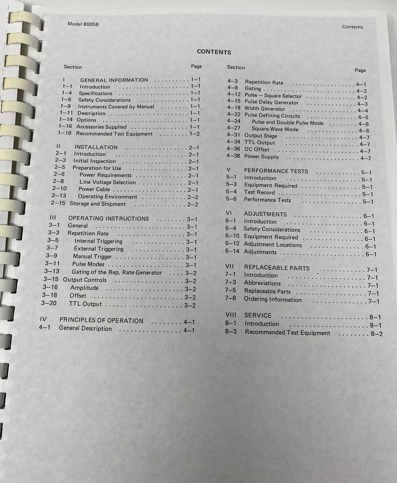 HP 8005B Pulse Generator Operating & Service Manual 08005-90003 Hewlett Packard