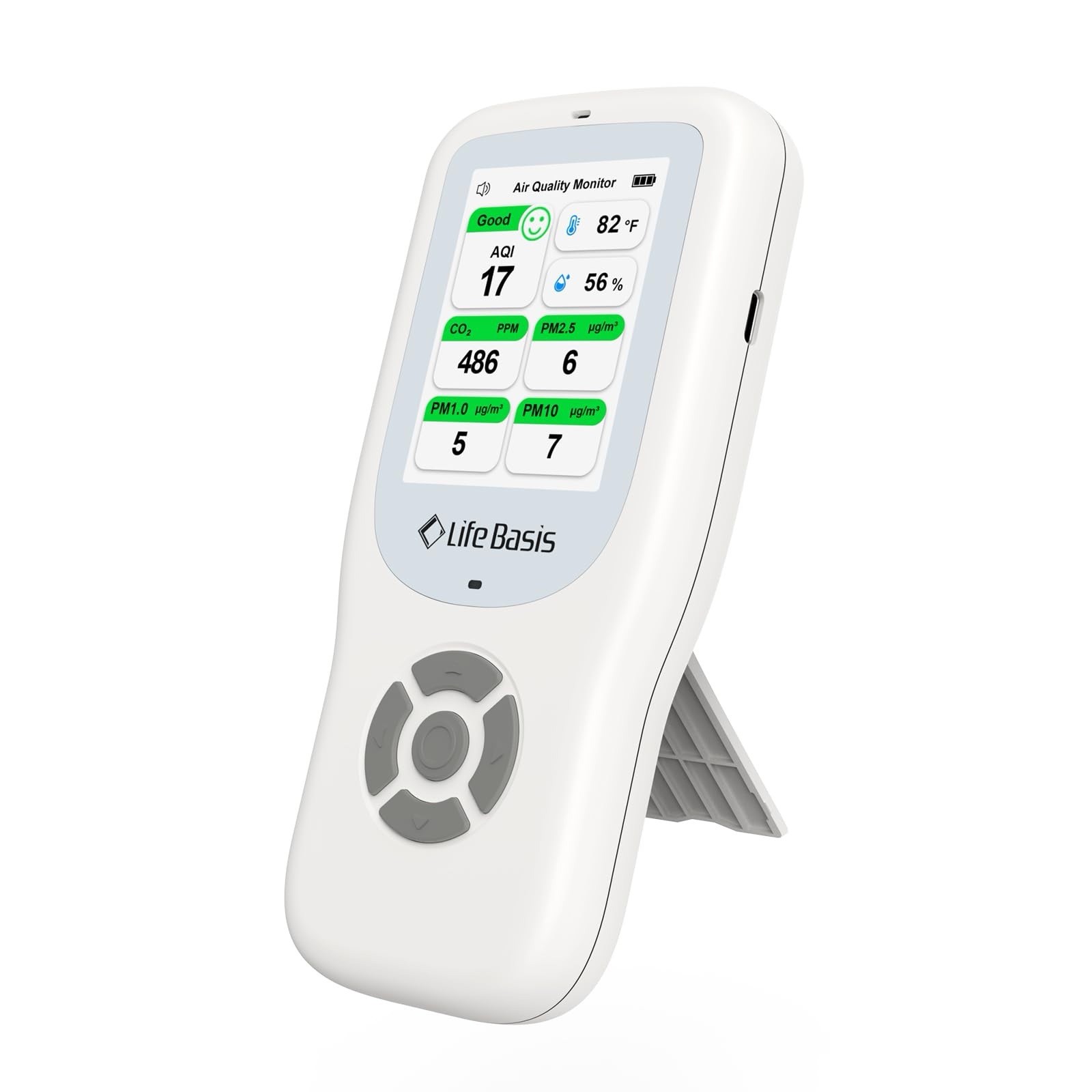 LifeBasis Air Quality Monitor Indoor, 10-in-1 Air Quality Detector with Stand…
