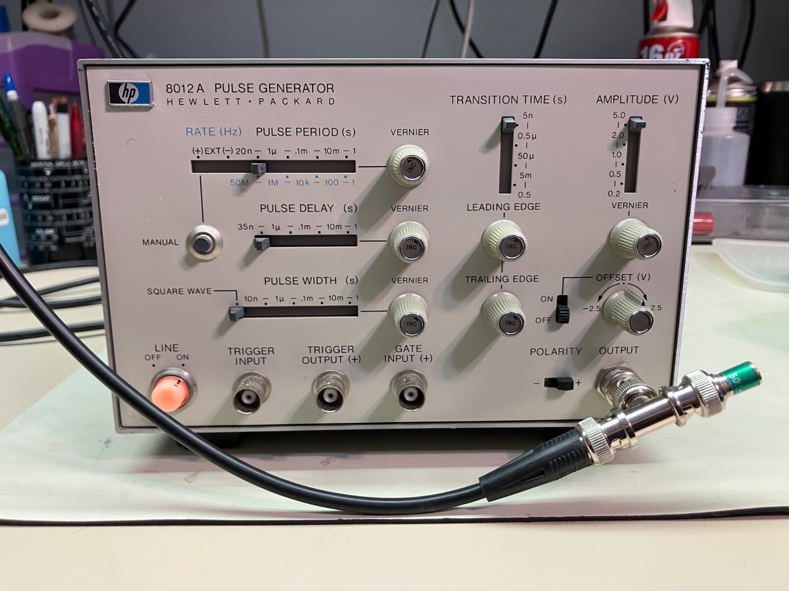 HP 8012A Pulse Generator, 1Hz-50MHz, 20ns-1s Period, ±2.5V Offset, 115/230VAC