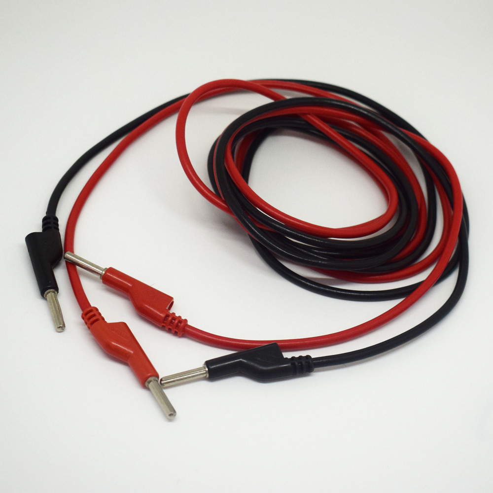 2pairs 2M/6.6FT Silicone High Voltage Dual 4mm Banana Plug Test Leads Cable R+B