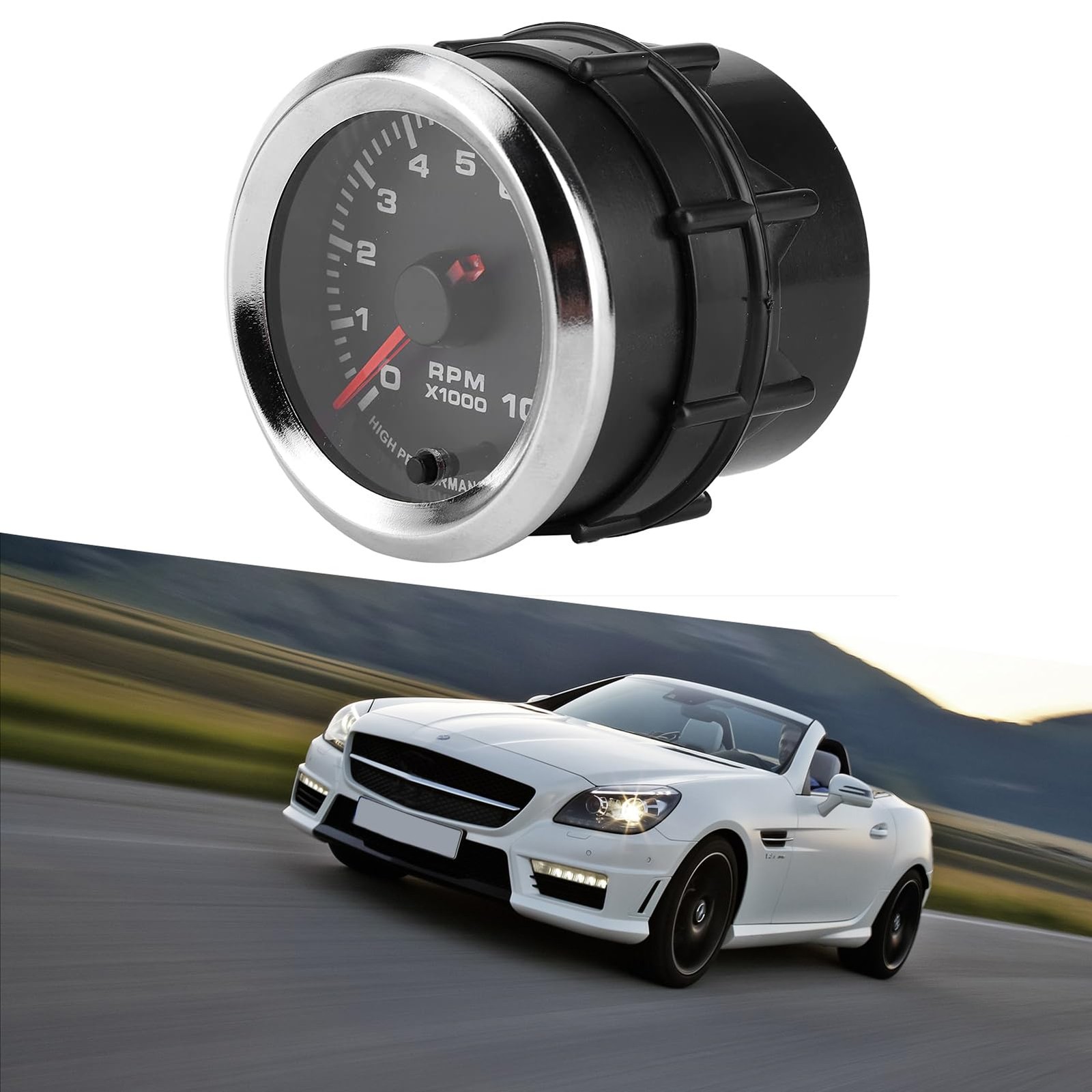 Universal Tachometer, 2in 10,000 RPM 7 Colors LED Shift Light Tachometer Gaug…