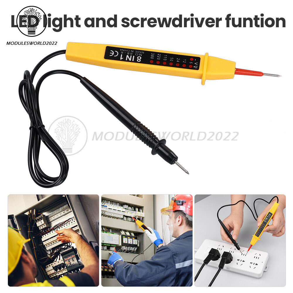 8-In-1 Car Electric Voltage Tester Detector A380 Polarity Test Pen AC DC 6V-380V