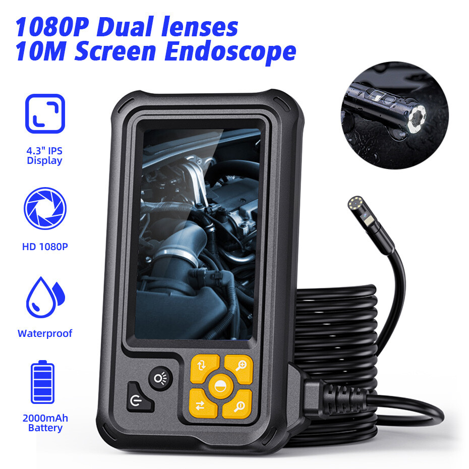 4.3 Inch HD Screen Dual Lens Snake Scope 10M Waterproof Plumbing Endoscope
