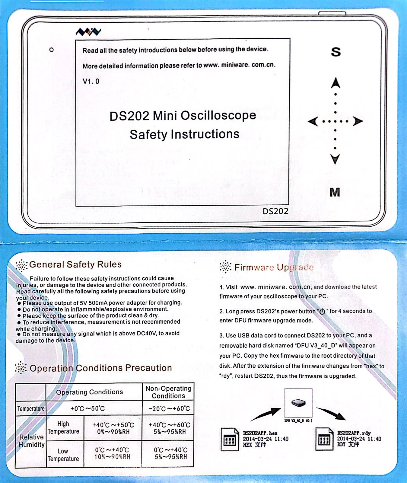 Miniware DS202 2-CH Handheld Mini Digital Oscilloscope, Touchscreen