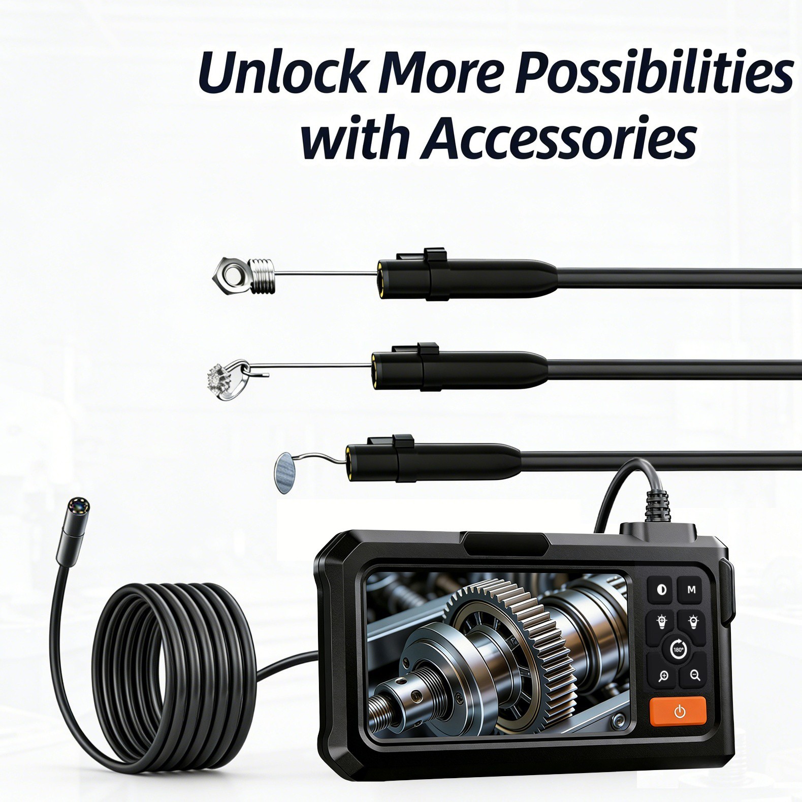 Industrial endoscope, screen-equipped endoscope, semi-rigid camera cable