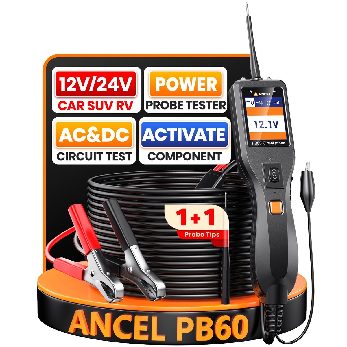Ancel Pb60 Automotive Power Circuit Probe Tester 12-24V All-In-One Electrical