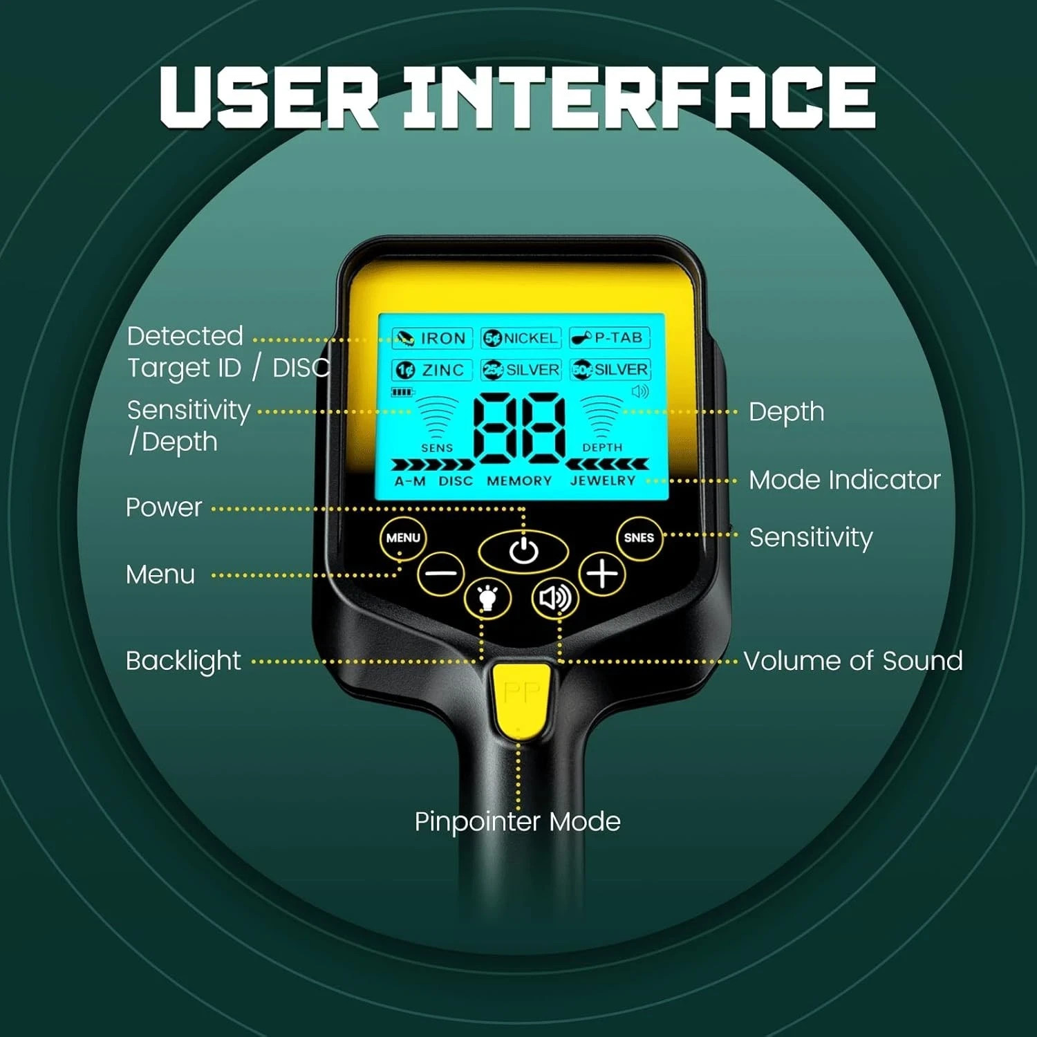 Metal Detector for Adults Waterproof – 2000mAh Chargeable Professional Cordless