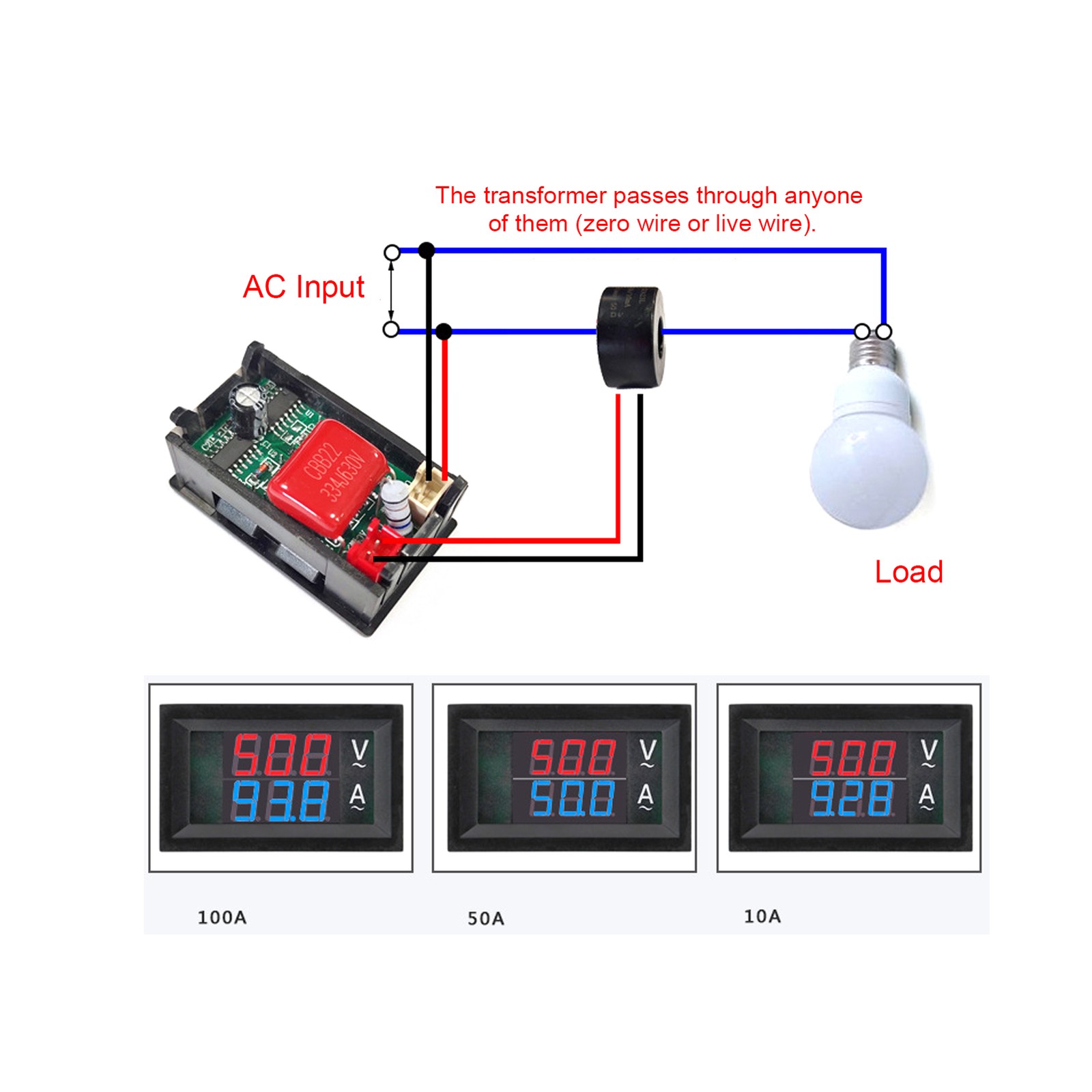 Digital Double Color LED Voltmeter Ammeter Voltage Current Indicator