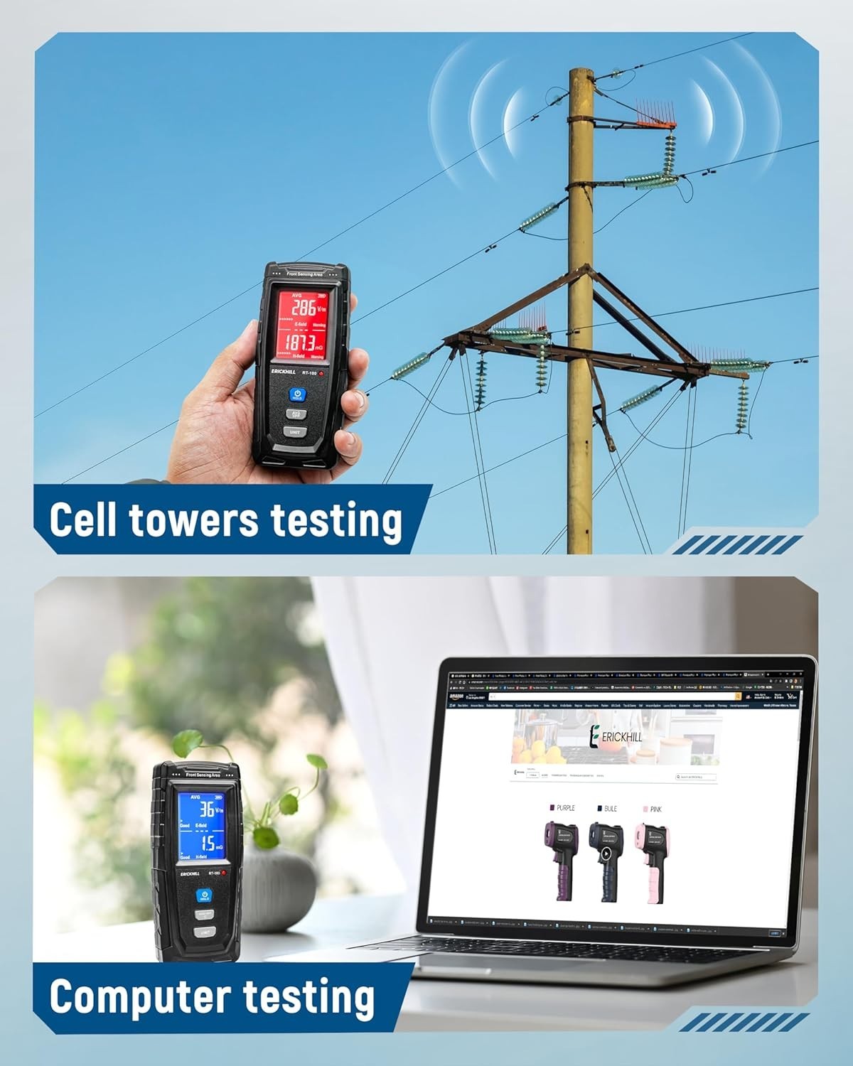 EMF Meter, Detects Electric and Magnetic Fields, Handheld Digital EMF Detector w