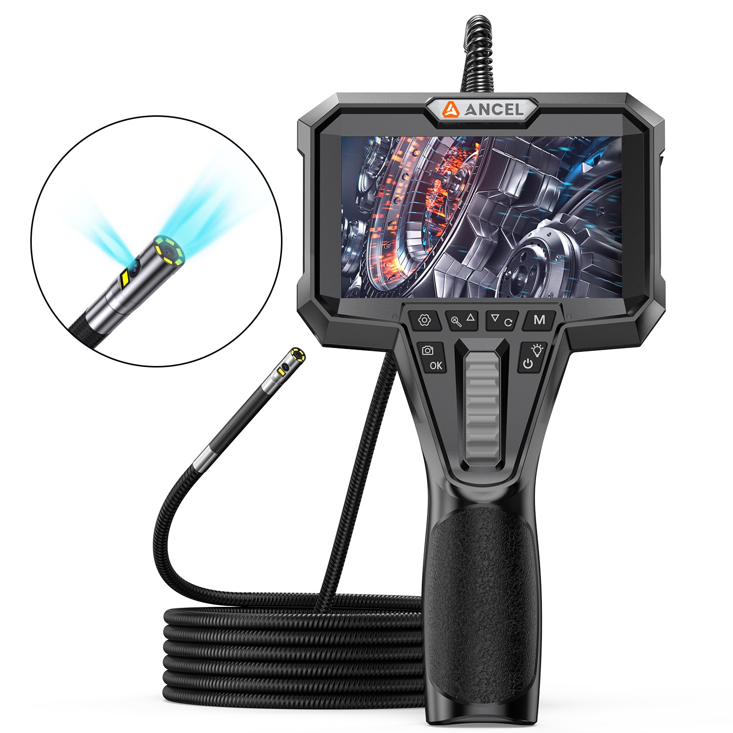 ANCEL AN302 4.3 Inch Industrial Endoscope Camera 2-Way Articulating Borescope