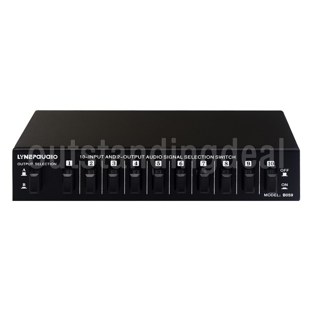 B059 Audio Switcher RCA Audio Selector 10 IN 2 OUT or 2 IN 10 OUT