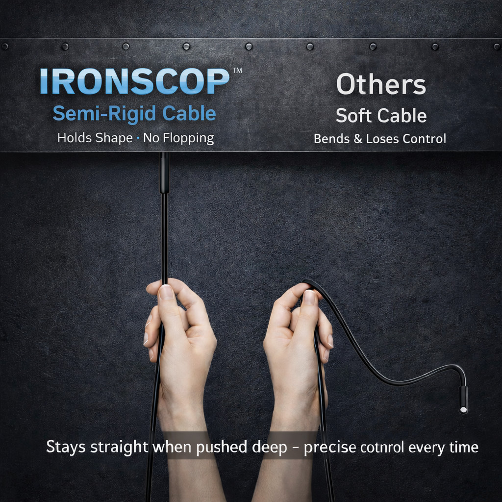 IRONSCOP™ 1920P HD Endoscope Camera, 16.4ft Semi-Rigid, IP67, iOS & Android