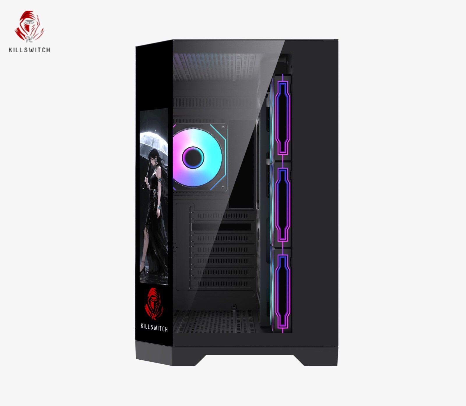 KILLSWTICH – KS MXJ PLUS – ATX/MATX/ITX GAMING PC CASE w/ SCREEN, PSU & 4 FANS