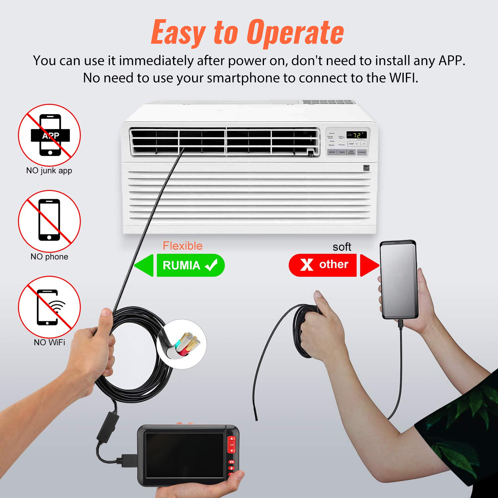 Industrial Endoscope 1080P HD 4.3” LED Screen Borescope Inspection Snake Camera