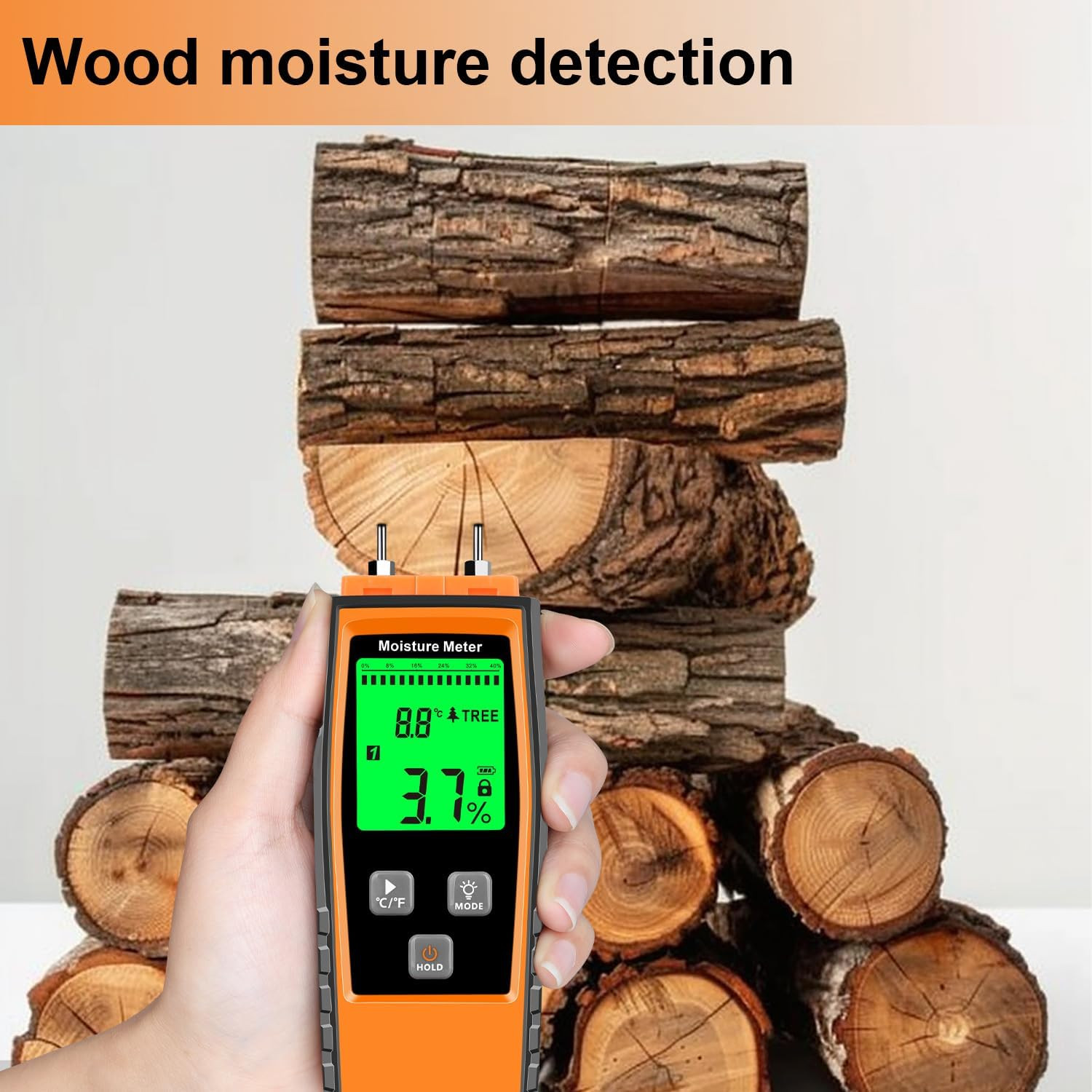 Wood Moisture Meter, Wood Moisture Meter for Lumber Walls Logs, Firewood Moistur