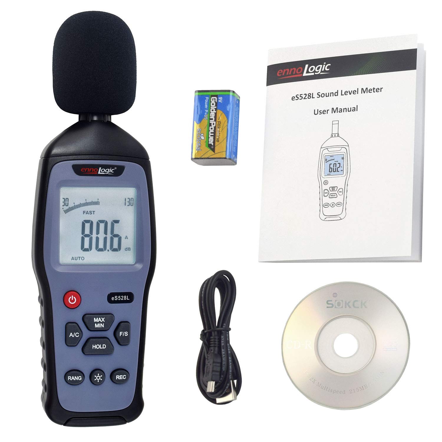 ennoLogic Decibel Meter and Recorder eS528L with Updated 2023 Software – Digital