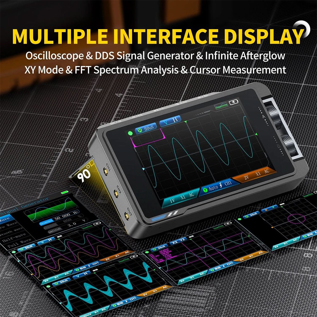 2-in-1 FNIRSI DS215H 3.5″ Handheld Oscilloscope 50MHz 2-Channel + 2x P6100 Probe