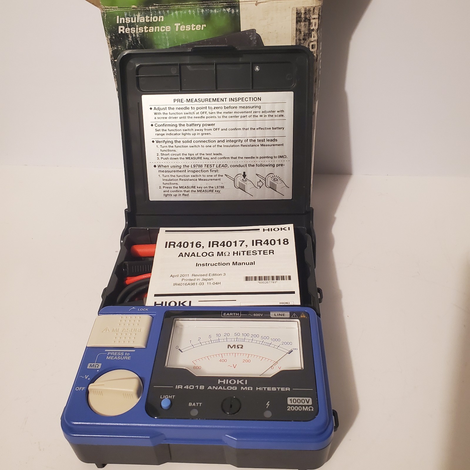 Hioki IR4018-20 Analog Insulation Resistance Tester Single-Range New With Box